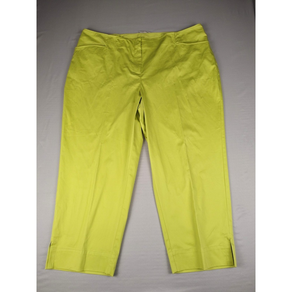 NWT Ruby Rd Woman Pants 24W Aloe Green Stretch Cotton Capri Cropped Plus Size